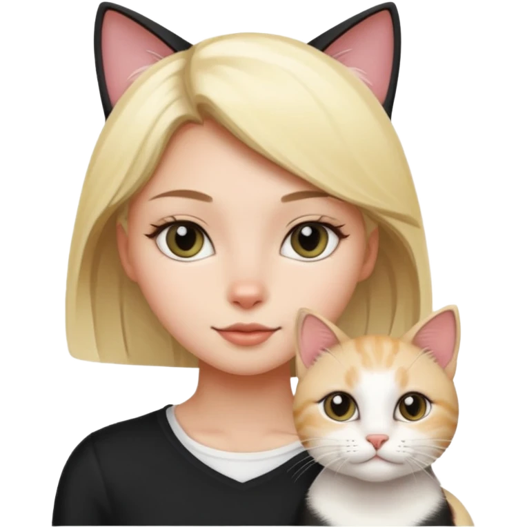 black and white cat blonde girl emoji