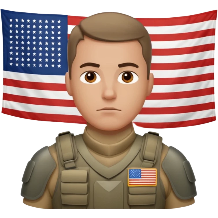 generate realistic white american soldier in body armor and full uniform with small usa flag on shoulder emoji