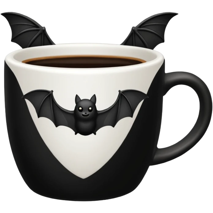 a coffeecup with a bat on it emoji