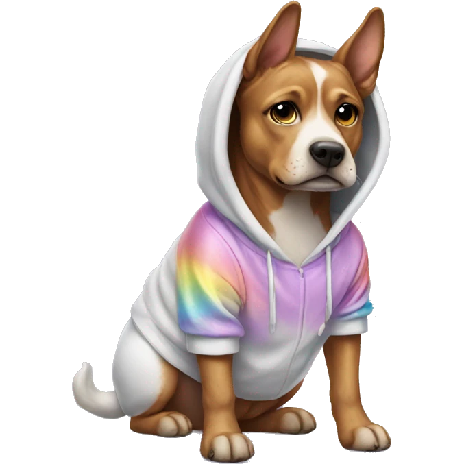 dog wearing a unicorn hoodie emoji