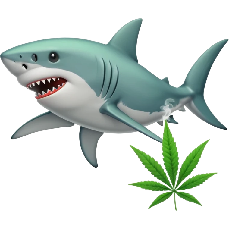Shark doing cartwheel smoking weed emoji