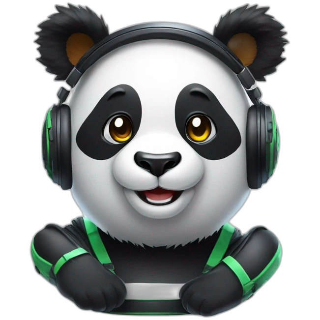 Smiling Panda playing eSport avec un casque eSport  emoji