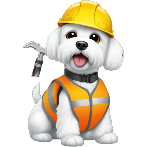 Maltese Bichon working on the construction site emoji