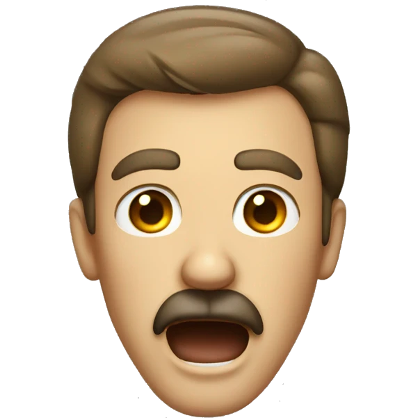 Man with mustache screaming emoji