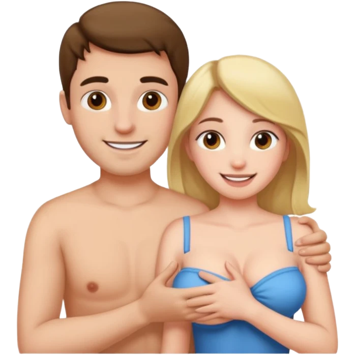Man but his hand on a girl boobs emoji