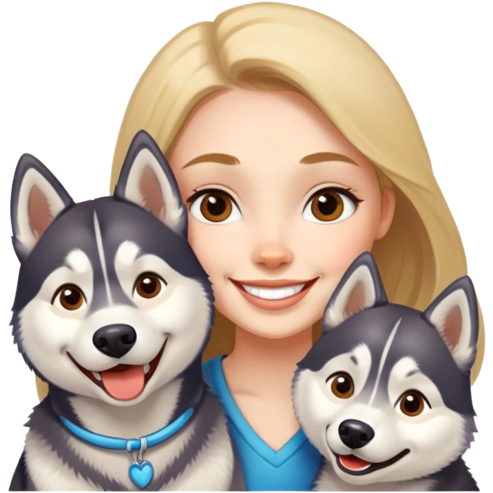 Girl with two huskies  emoji