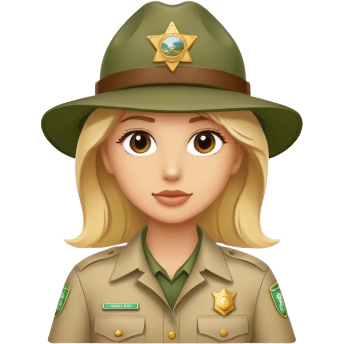 Blonde model, park ranger emoji