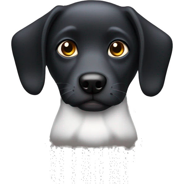 Perro negro con orejas grandes energético emoji