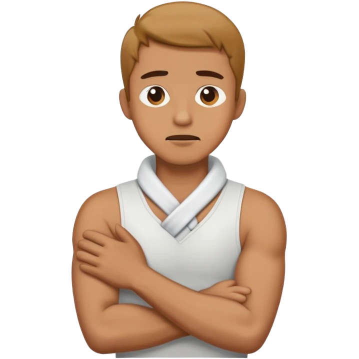 Man crossing arms in front of him choking his neck  emoji
