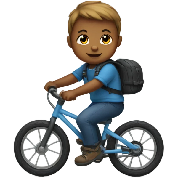 A baby boy holding a mountain riding a bike emoji