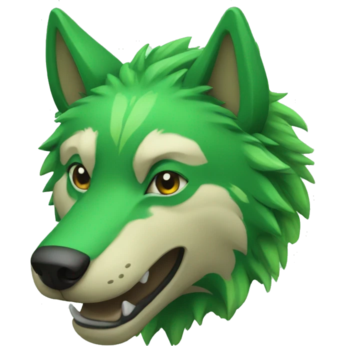 a green wolf with a turtleshell emoji