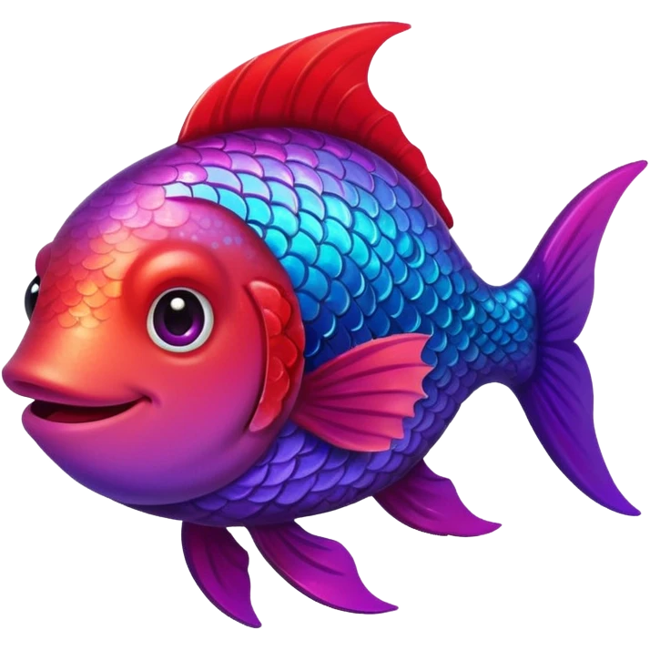 color gradient between red and purple glitter cute happy fish emoji