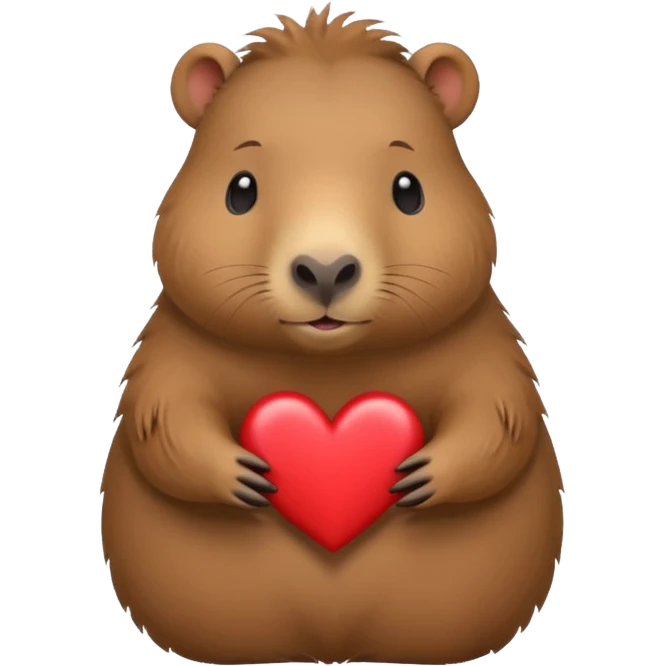 Capibara tierno con un corazón emoji