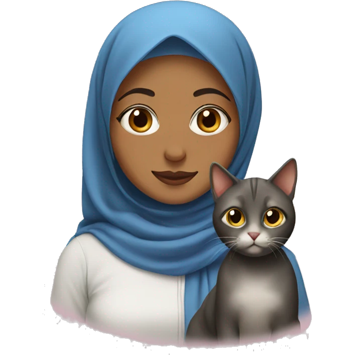 Hijab girl and cat emoji