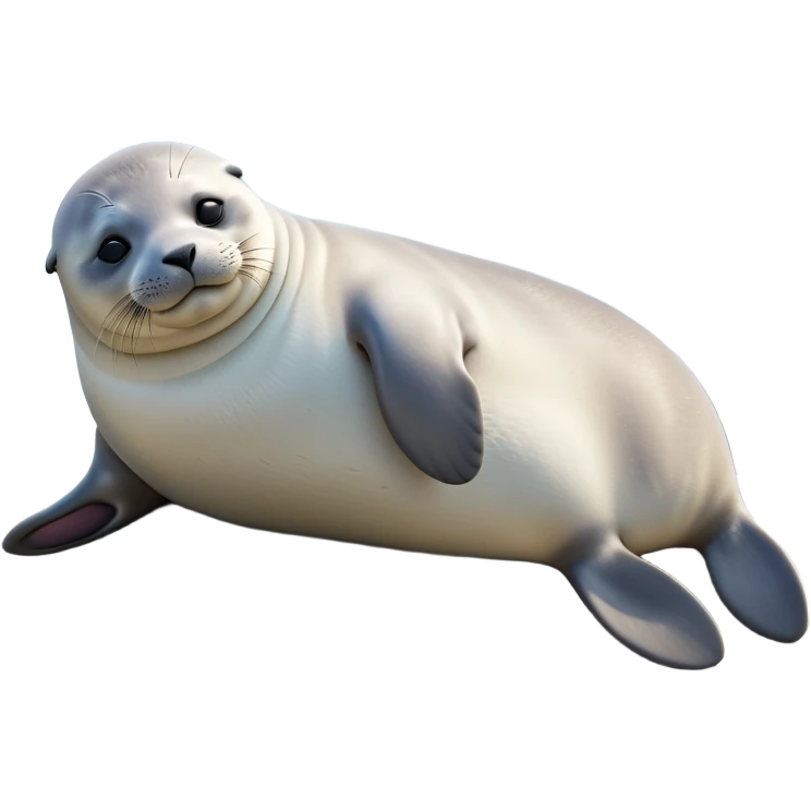 cinematic-seal-realistic-full-body-lounging-emoji,-plump-sleek-body-stretched-out-on-a-rocky-shoreline,-short-smooth-fur-glinting-in-the-sea-breeze,-flippers-tucked-comfortably-beneath-its-body,-large-dark-eyes-filled-with-playful-curiosity,-whiskered-muzzle-lifted-slightly-as-if-smiling,-simplified-yet-realistic-focused-features,-highly-detailed,-glowing-with-a-refreshing-marine-radiance emoji