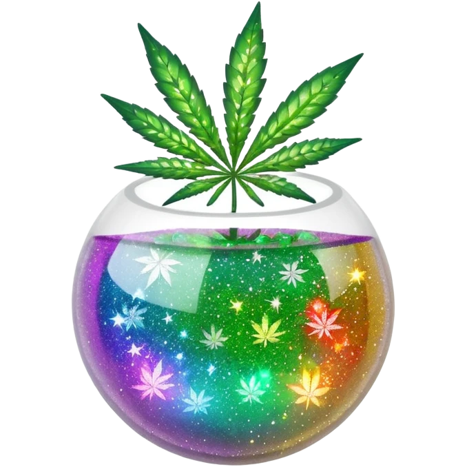 multicolor glitter bomb with weed emoji