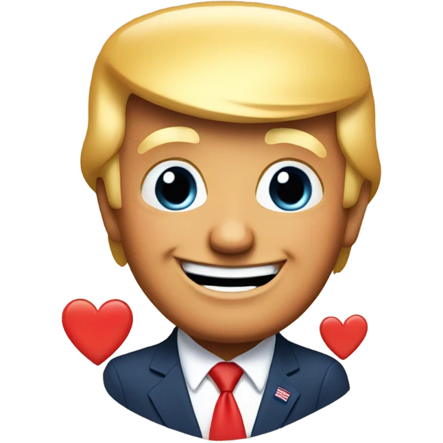 Donald Trump in love smiling with hearts for eyes emoji