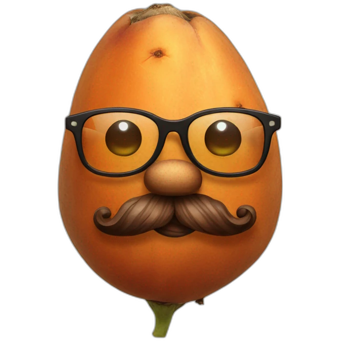 sweet potato with glasses and a beard emoji