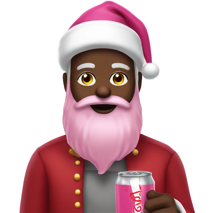 Pink beard black Santa Claus drinking cola emoji