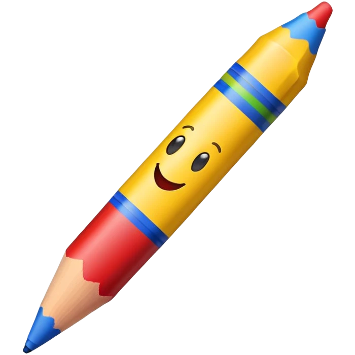 Single colorful crayon with a happy face emoji
