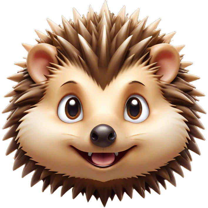 Cinematic Comical Hedgehog Portrait Emoji, Head tilted dramatically with an exaggeratedly amused expression, featuring a striking spiky brown Fur with a quirky, scrunched-up face and wide, expressive eyes filled with playful disbelief, Simplified yet hilariously expressive features, highly detailed, glowing with a slightly sassy glow, high shine, dramatic yet playful, stylized with an air of cheeky mischief, bright and endearing, soft glowing outline, capturing the essence of a spirited and over-the-top hedgehog, so meme-worthy it feels like it could roll its spines into internet fame instantly! emoji