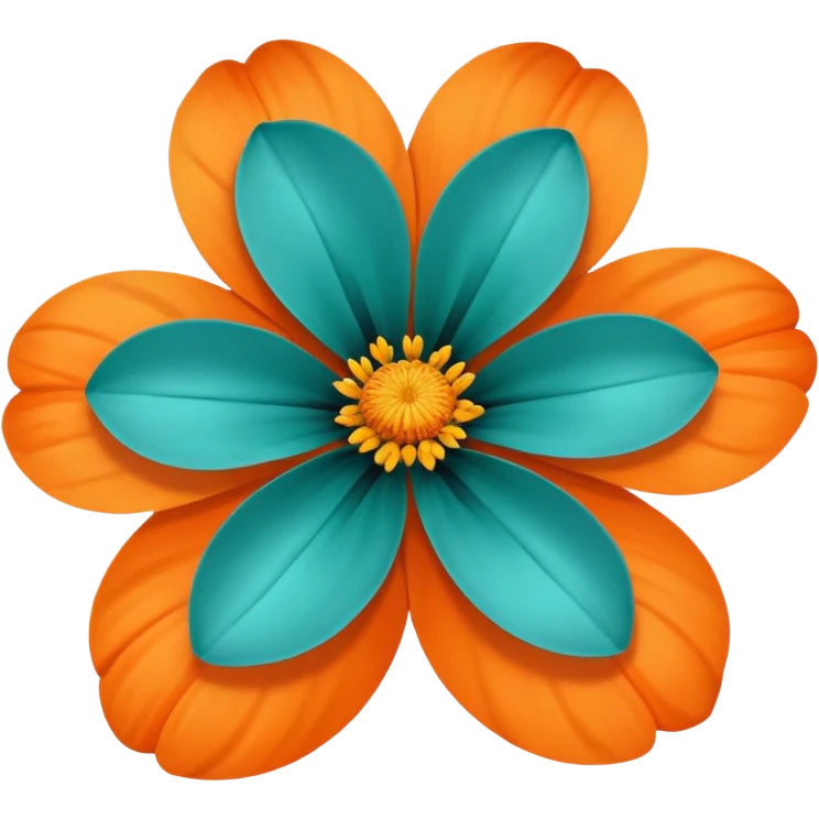 flower with teal petals and orange center emoji