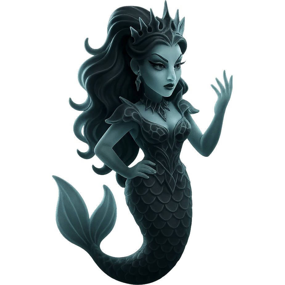 dark and elegant drag queen gothic mermaid with intricate details emoji