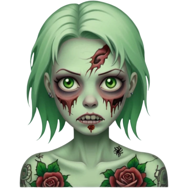 zombie woman with big tattoos emoji