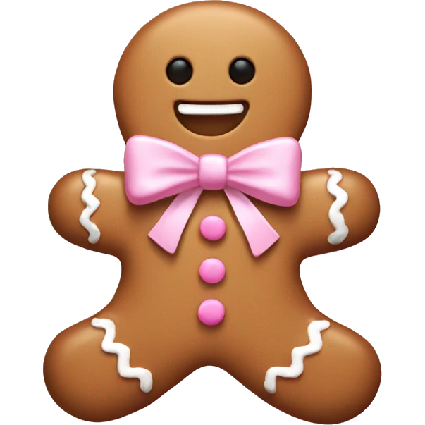 gingerbread man with light pink bow emoji
