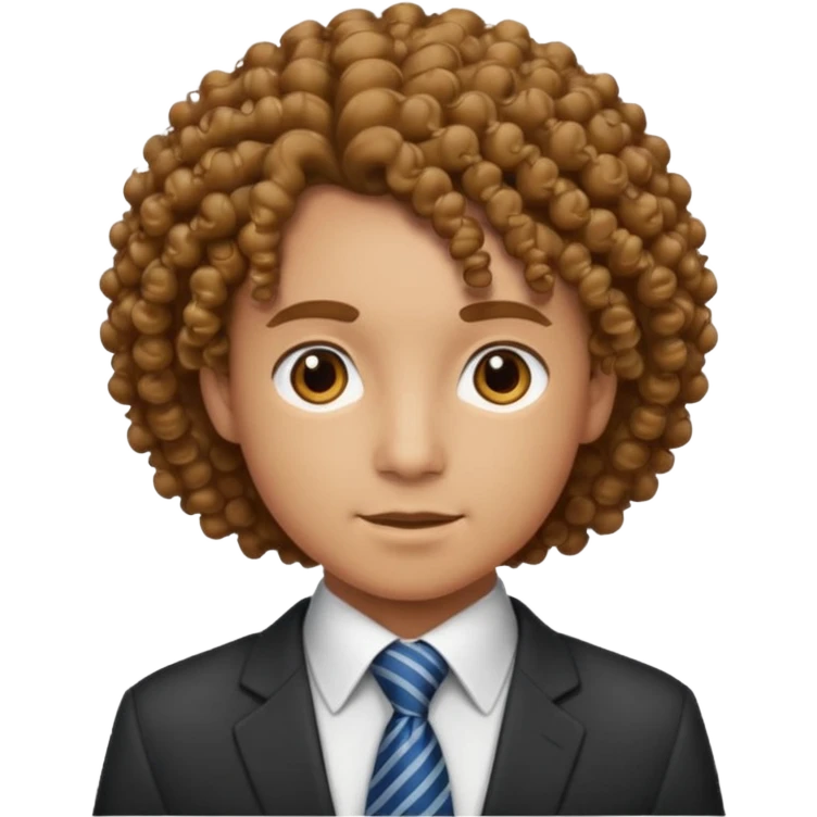 curly hair with tie emoji