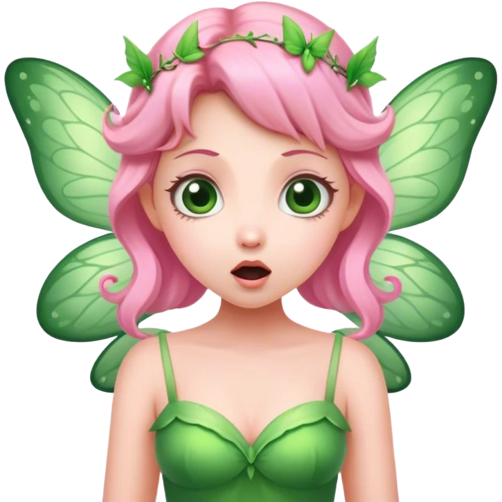 pink fairy in green dress surprise emoji