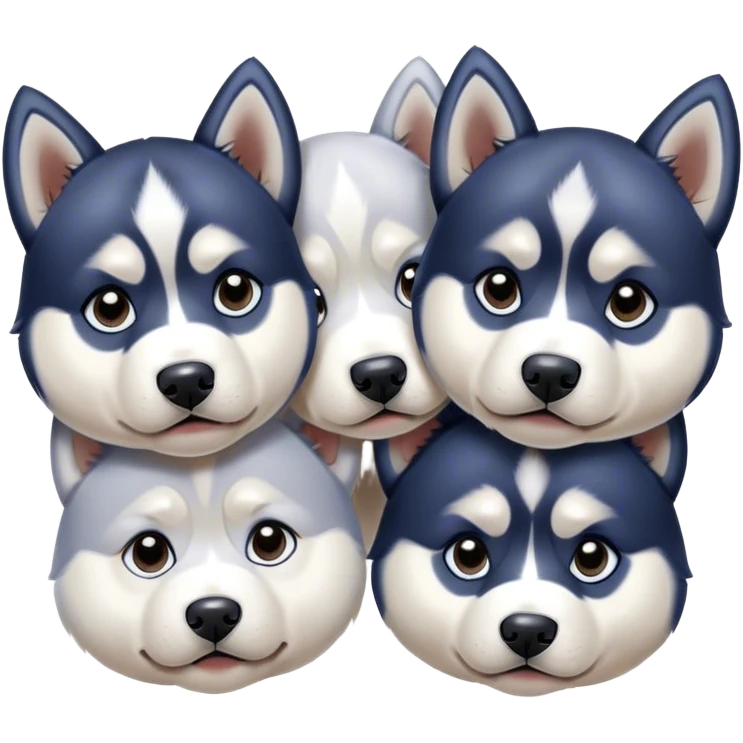 Face Holding Back Tears three puppies 
huskies look pitifully emoji