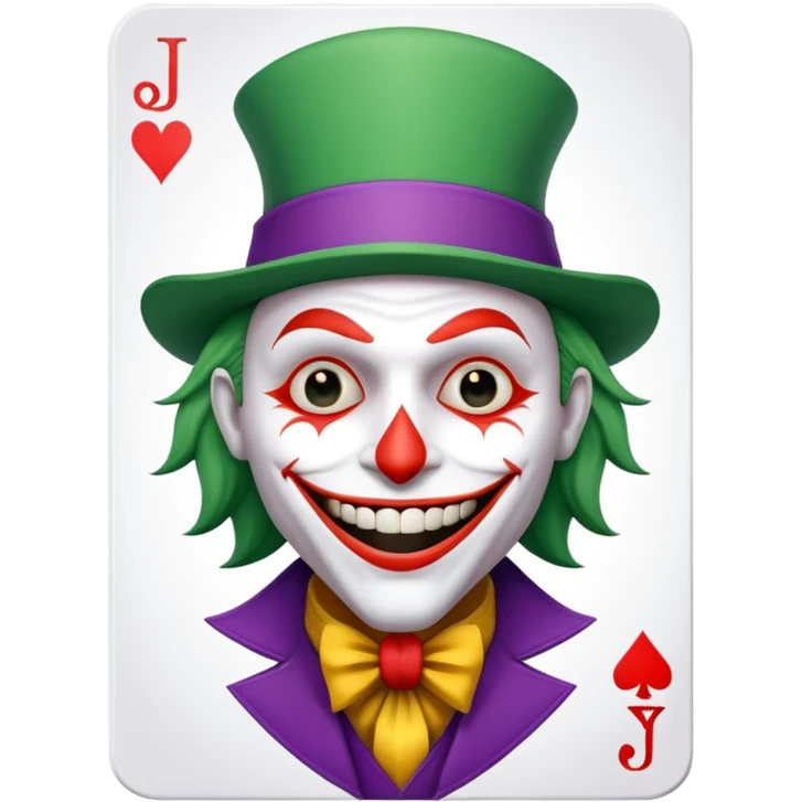 1 poker card, perfectly squared card, with crazy colorful human jolly joker inside, star symbol with a "J" emoji