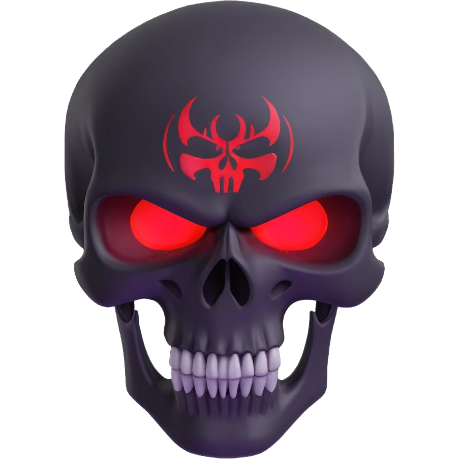 Punisher skull with intense glowing red eyes emoji