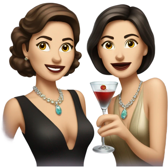 rich caucasian women two friends sipping martinis brunettes emoji