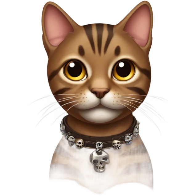 Brown tabby with a collar with skulls on it emoji
