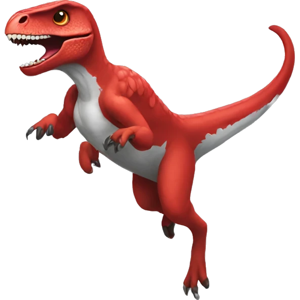 a red raptor jumping emoji