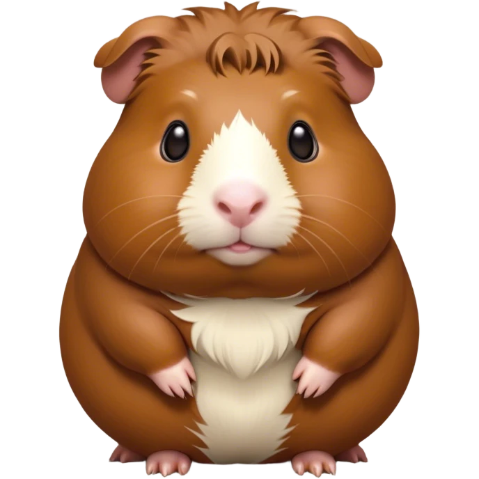 Cinematic Noble Brown Guinea Pig Portrait Emoji, Poised and regal, with a compact, chubby build and a soft, well-groomed rich brown coat, deep-set soulful dark eyes, Simplified yet sharp and sophisticated features, highly detailed, glowing with a warm, dignified glow, high shine, intelligent and charming, stylized with an air of gentle coziness, focused and attentive, soft glowing outline, capturing the essence of a watchful and confident little rodent, so majestic it feels as though it could scurry out of the screen with effortless authority! emoji