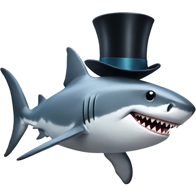 Shark with a top hat emoji