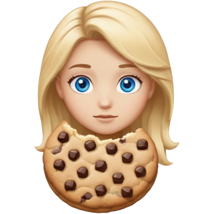 Cookie character with blonde hair and blue eyes emoji