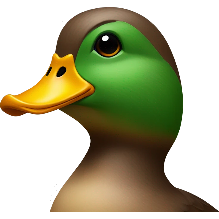 front facing brown and green duck head emoji