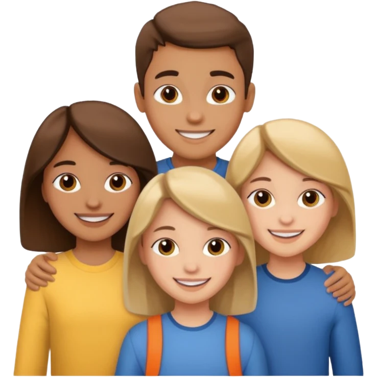 Two girls and a boy. They are siblings.
 emoji