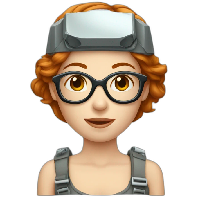 femme rousse avec des joues mechante lunette emoji