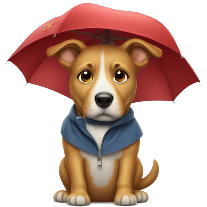 Dog wearing a hat with umbrella emoji