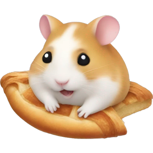 hamster eating a croissant on a trampoline emoji