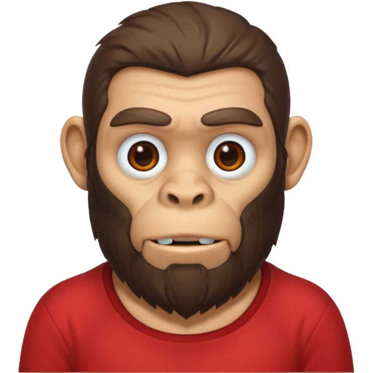 ancient ape, beard, red shirt emoji