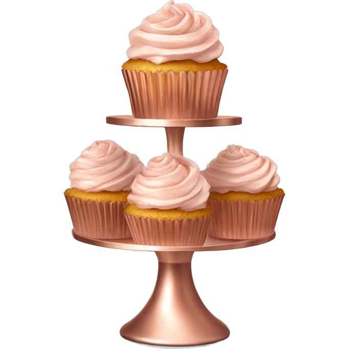 Realistic isolated empty rose gold cupcake stand. emoji