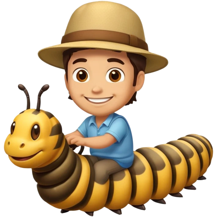 a man riding a caterpillar emoji