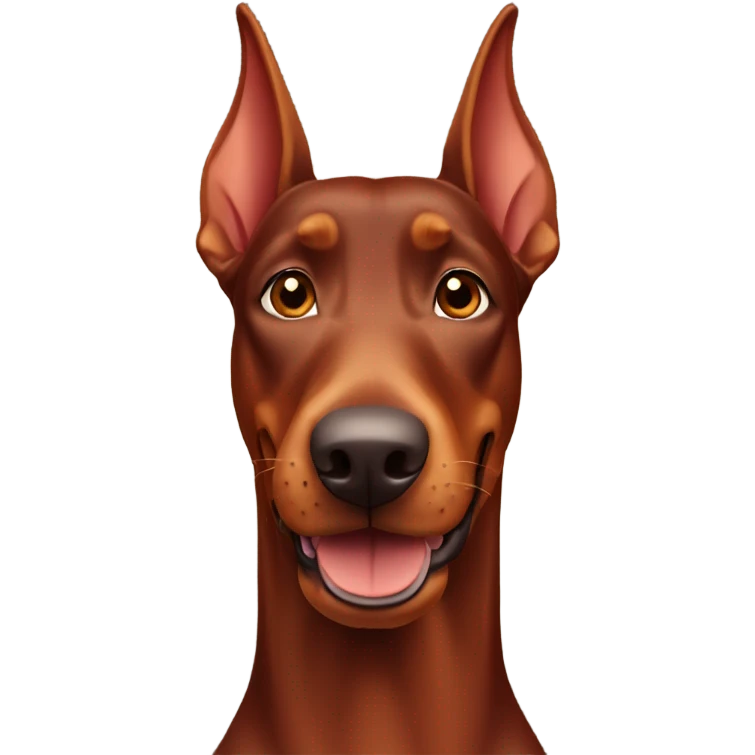 Red Doberman without cropped ears face facing front happy expression  emoji