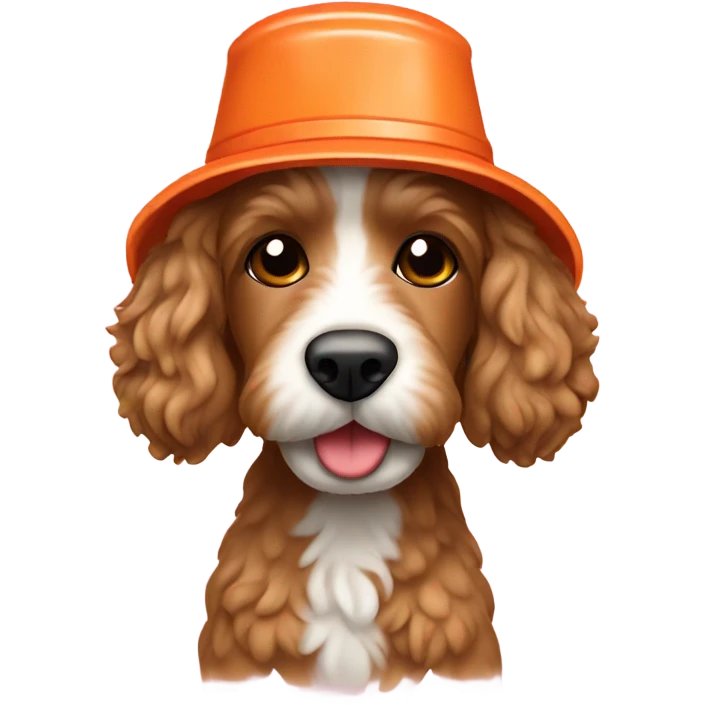 Cockapoo wearing a bucket hat emoji